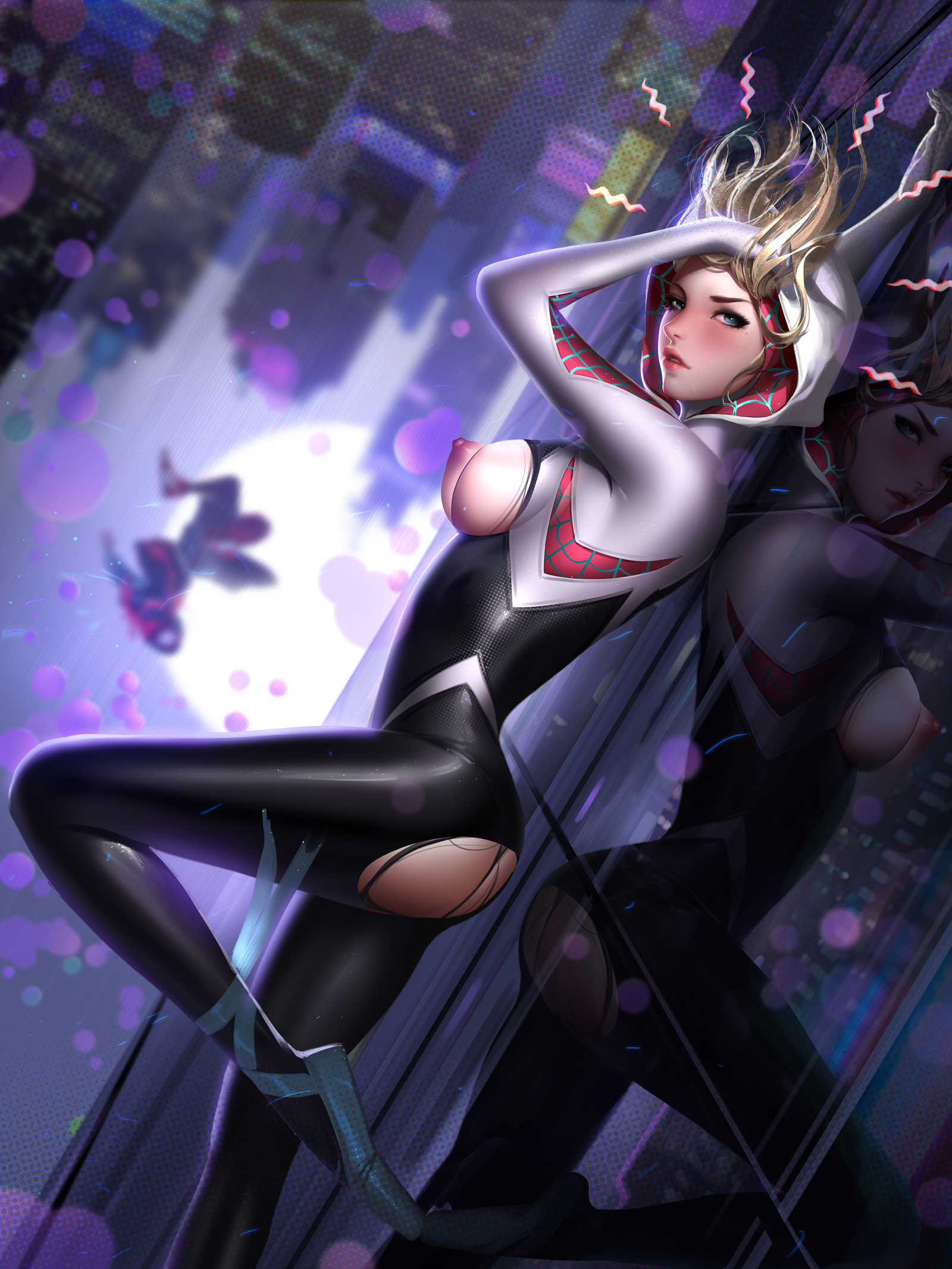 Spider Gwen NSFW - NSFW, Art, Liang xing, Marvel, Spider-gwen, Gwen Stacy, Girls