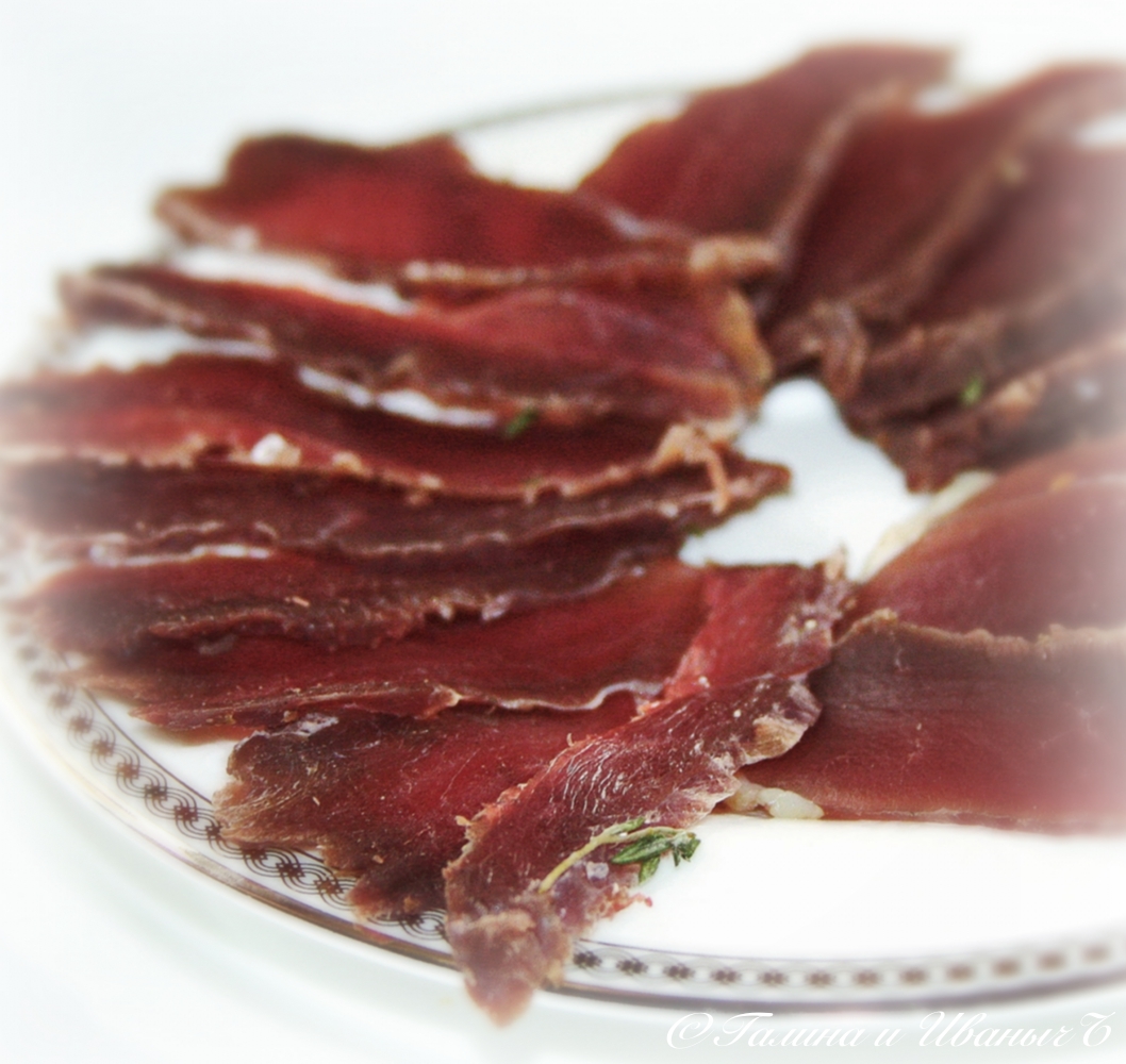 Duck with Goose in cognac ... with port wine ... like carpaccio - My, Duck, Raw dried meat, Cognac, Port wine, Longpost