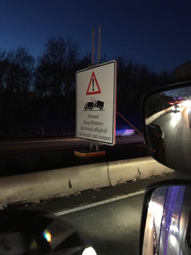 In Germany, they begin to duplicate road signs in Russian. - Germany, Truckers, Road sign, Traffic rules