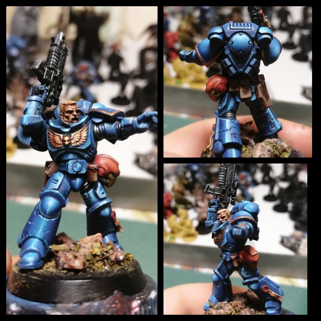 Ultramarine Sergeant - My, Wh miniatures, Painting miniatures, Ultramarines, Longpost, Warhammer 40k