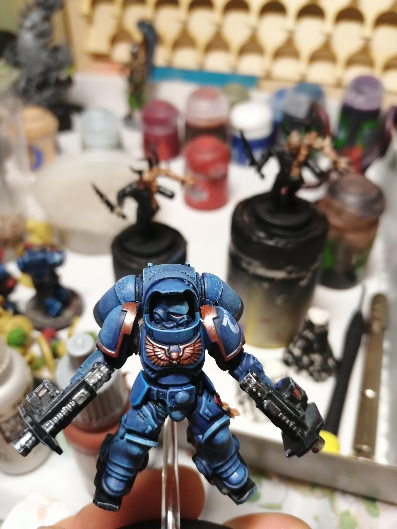 Ultramarine Sergeant - My, Wh miniatures, Painting miniatures, Ultramarines, Longpost, Warhammer 40k