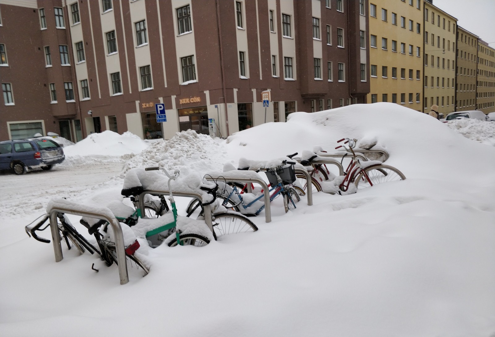 Winter bike racks in Helsinki. - A bike, Bicycle parking, Helsinki, Longpost