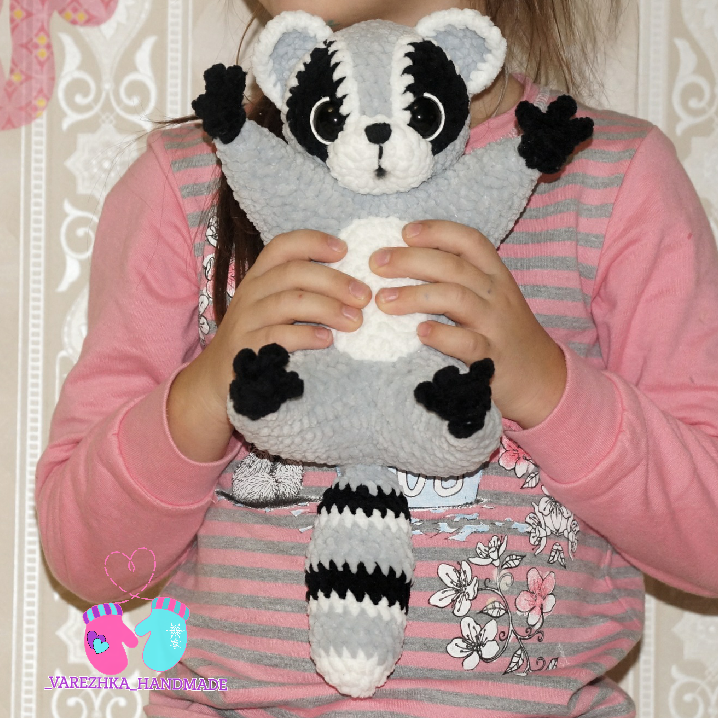 Raccoon. Crochet. - My, Amigurumi, Raccoon, Needlework without process, Crochet, Plush Toys, Knitted toys, Longpost, Children