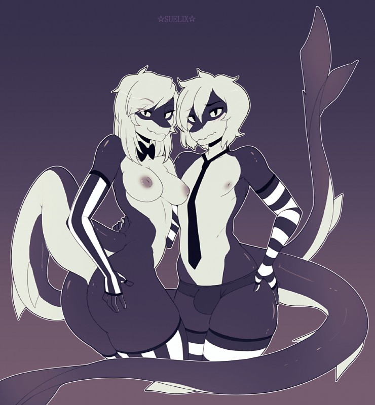 Twins - NSFW, Furry, Furry art, Furry trap, Its a trap!, Furotica, Suelix, Stockings, Shark