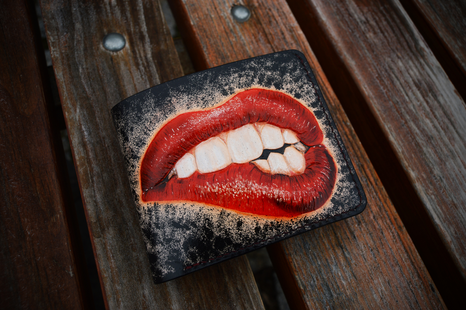 Wallet for the dentist. - My, Smile, Teeth, Embossing on leather, Leather, Wallet, Longpost