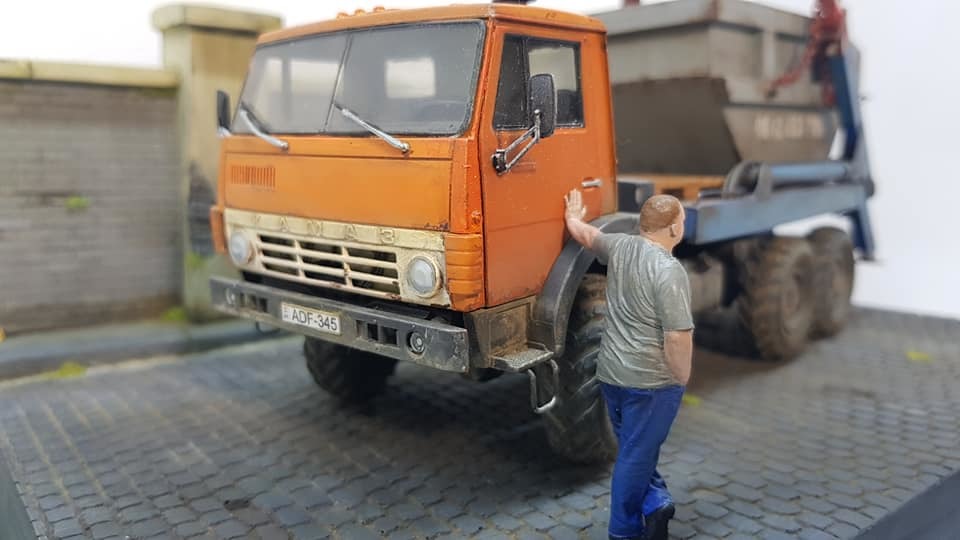 Diorama - Diorama, Stand modeling, Kamaz, Garbage truck