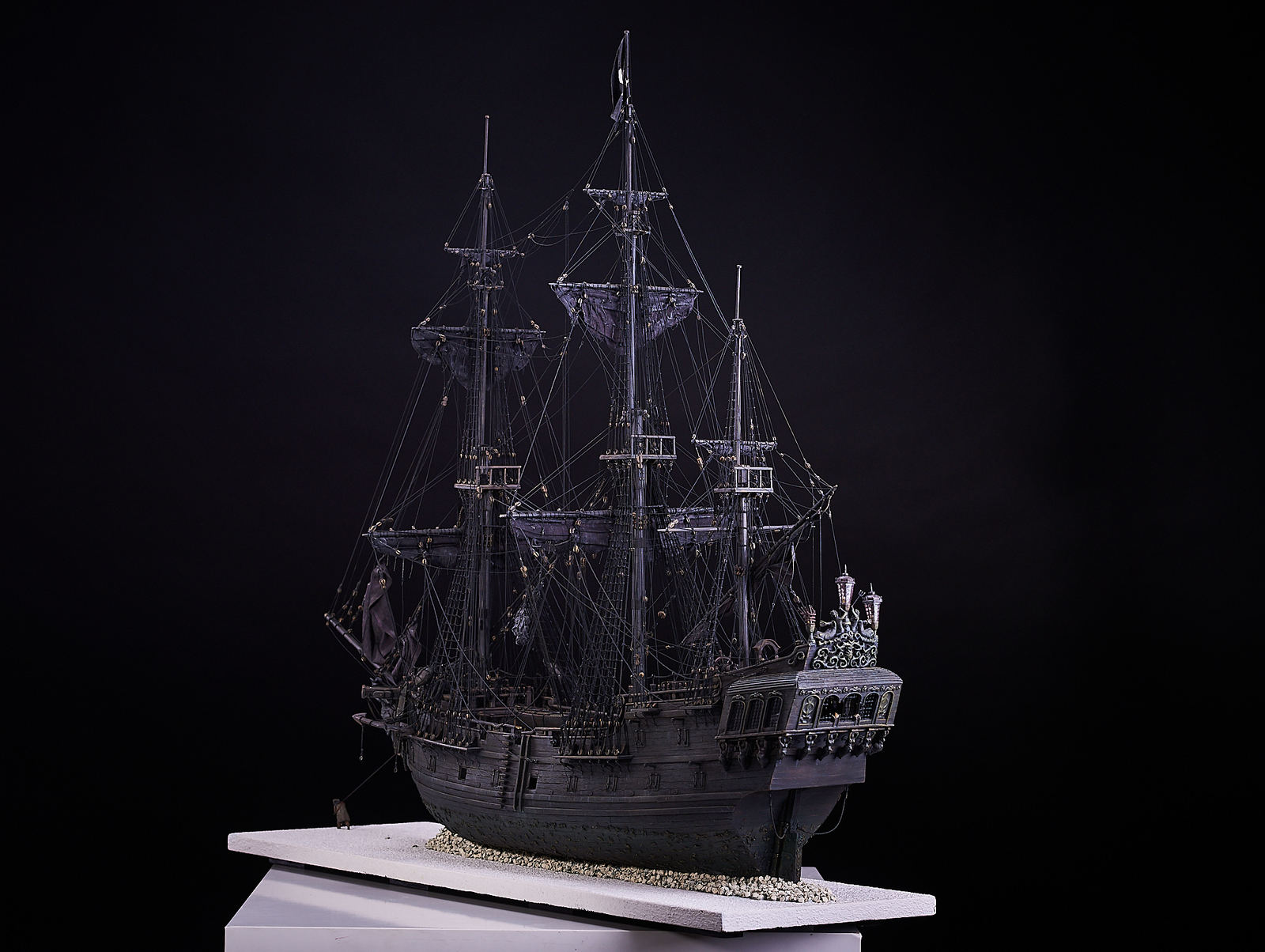 How the Black Pearl (in Davy Jones' cache) model was built. Part 7 - My, Black Pearl, Pirates of the Caribbean, Handmade, Wood products, Stand modeling, Longpost