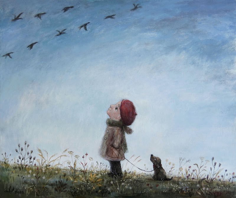 When childhood doesn't go away - Painting, Painting, Children, Animals, Longpost