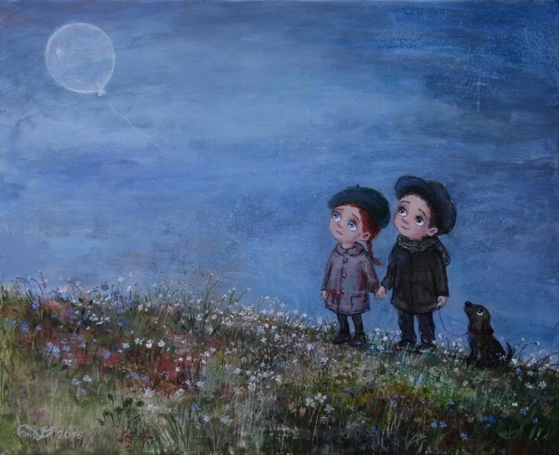 When childhood doesn't go away - Painting, Painting, Children, Animals, Longpost