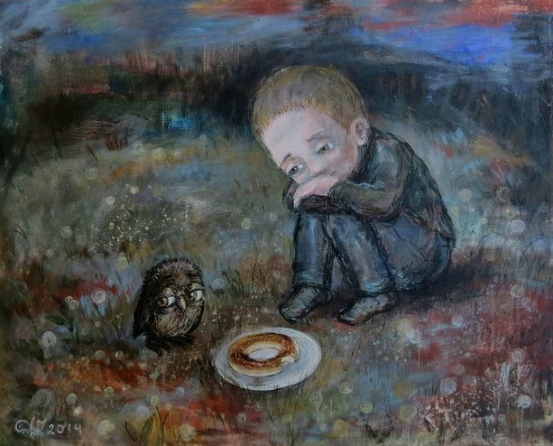 When childhood doesn't go away - Painting, Painting, Children, Animals, Longpost