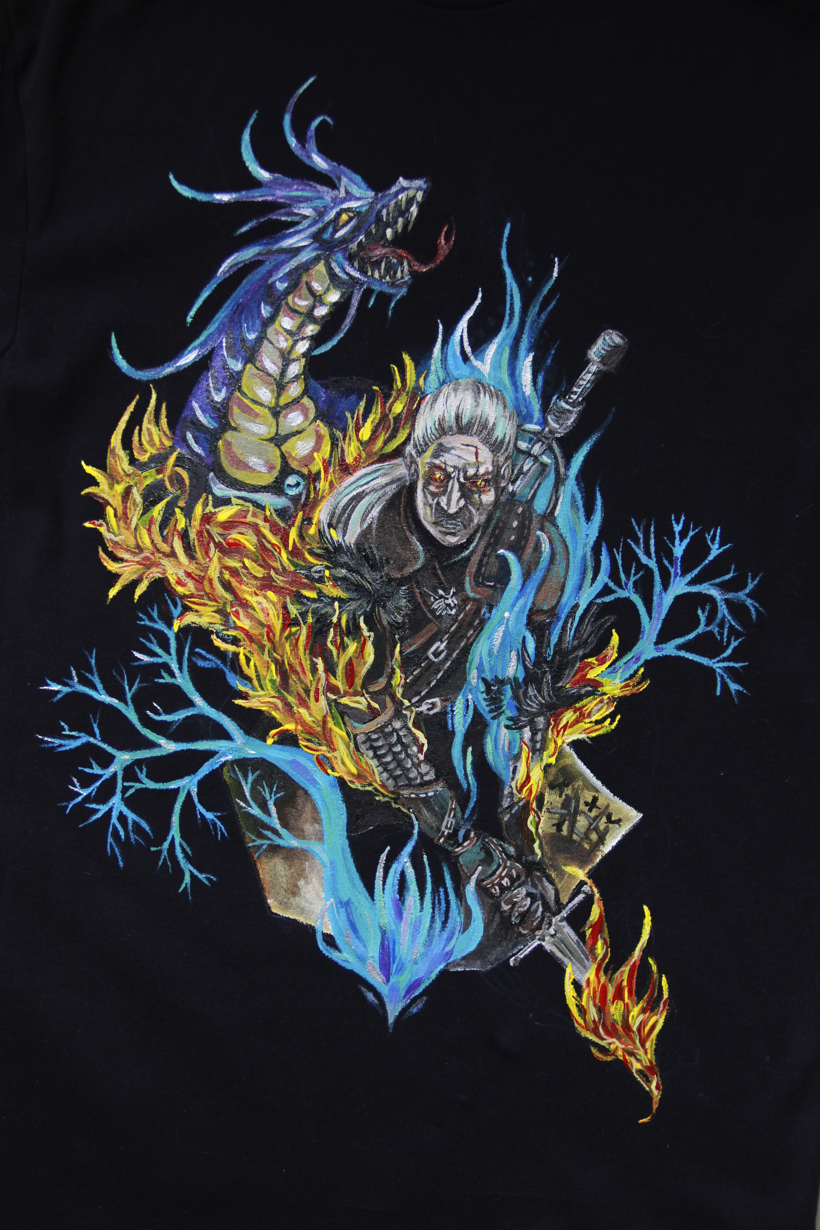 Painting clothes. Witcher. - My, Witcher, Painting on fabric, , Creation, Art, Longpost