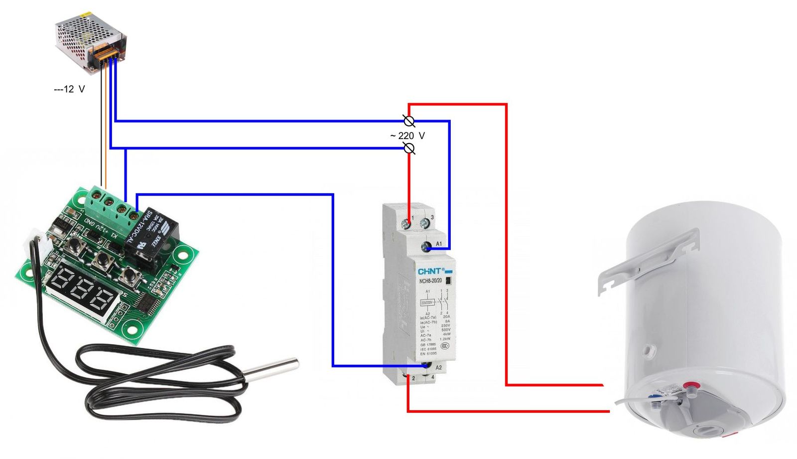 Подключение накопительного водонагревателя через термостат | Пикабу