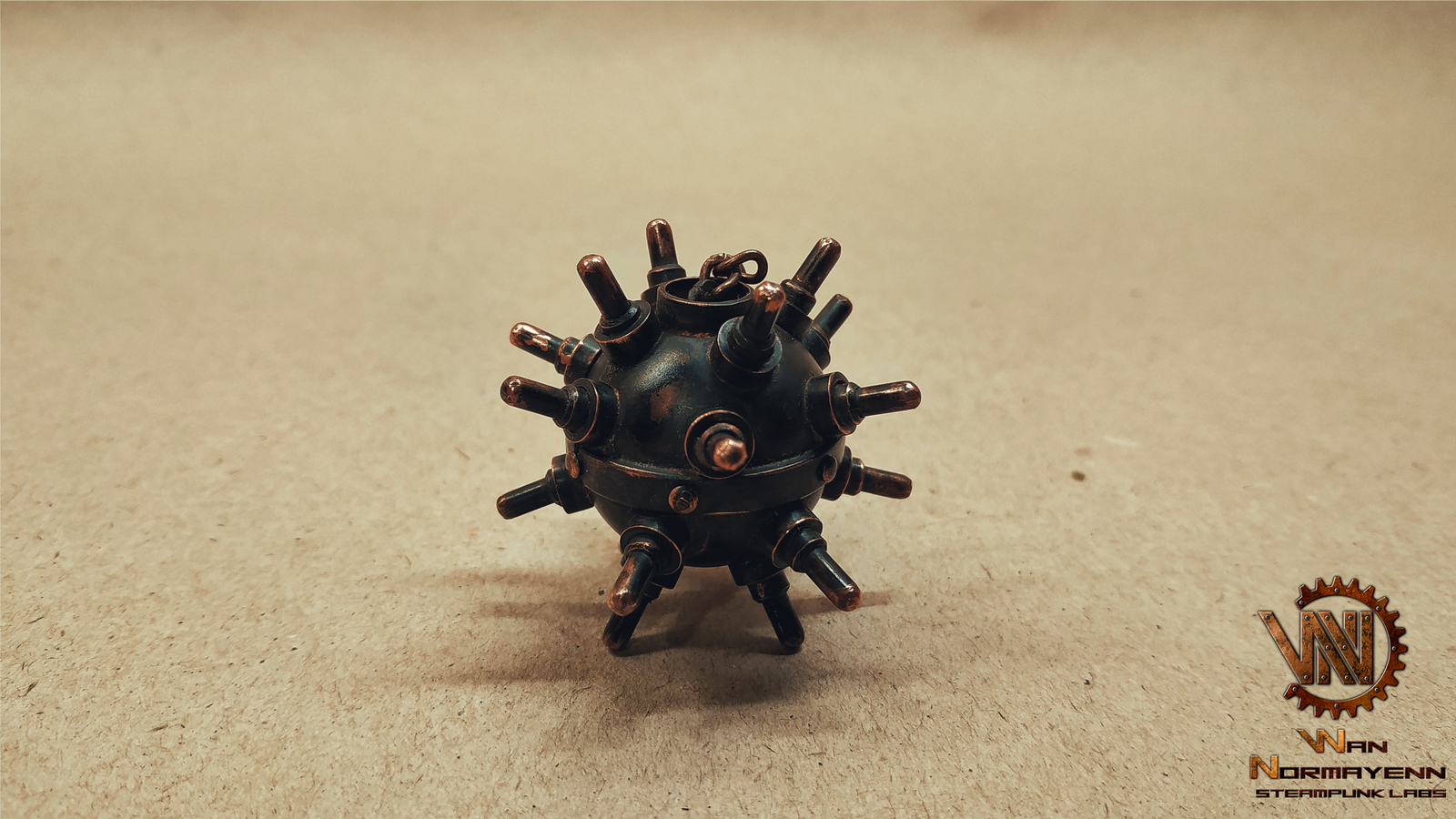 Keychain Naval mine - My, Steampunk, Needlework with process, Video, Longpost, Metal products, Sea mine