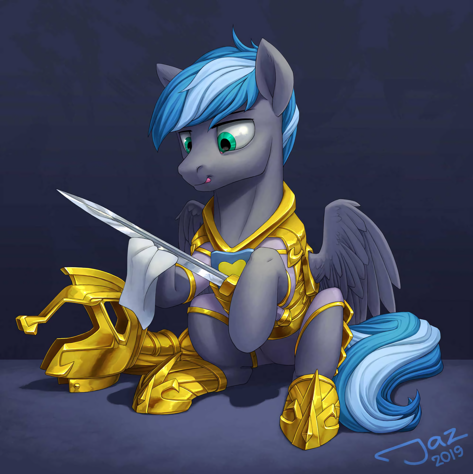 Sword cleaning - My little pony, Original character, Royal guard, Sword, 1jaz