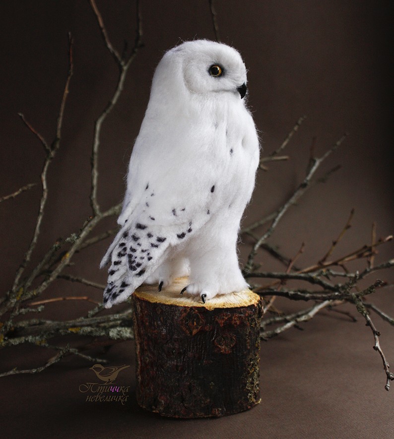 Polar owl. Dry felting from wool. - My, Dry felting, Needlework, Handmade, Harry Potter, Needlework without process, Owl, Wallow, Longpost