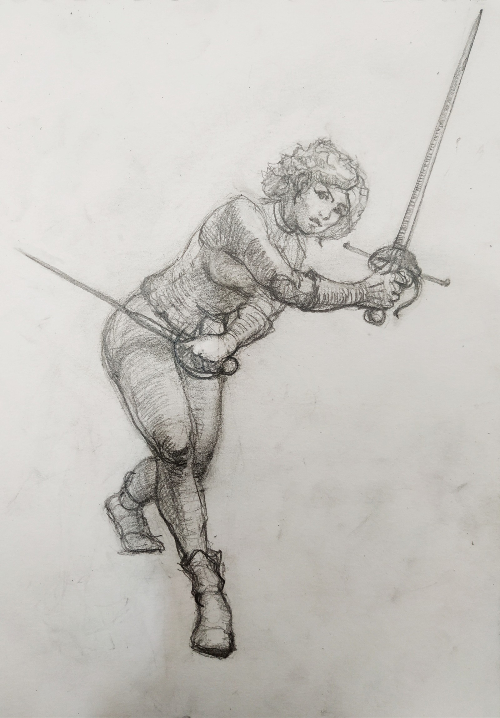 Rapier & dagger - My, Drawing, Fencing, Rapier, Hema, Pencil drawing, Sketch, Girls