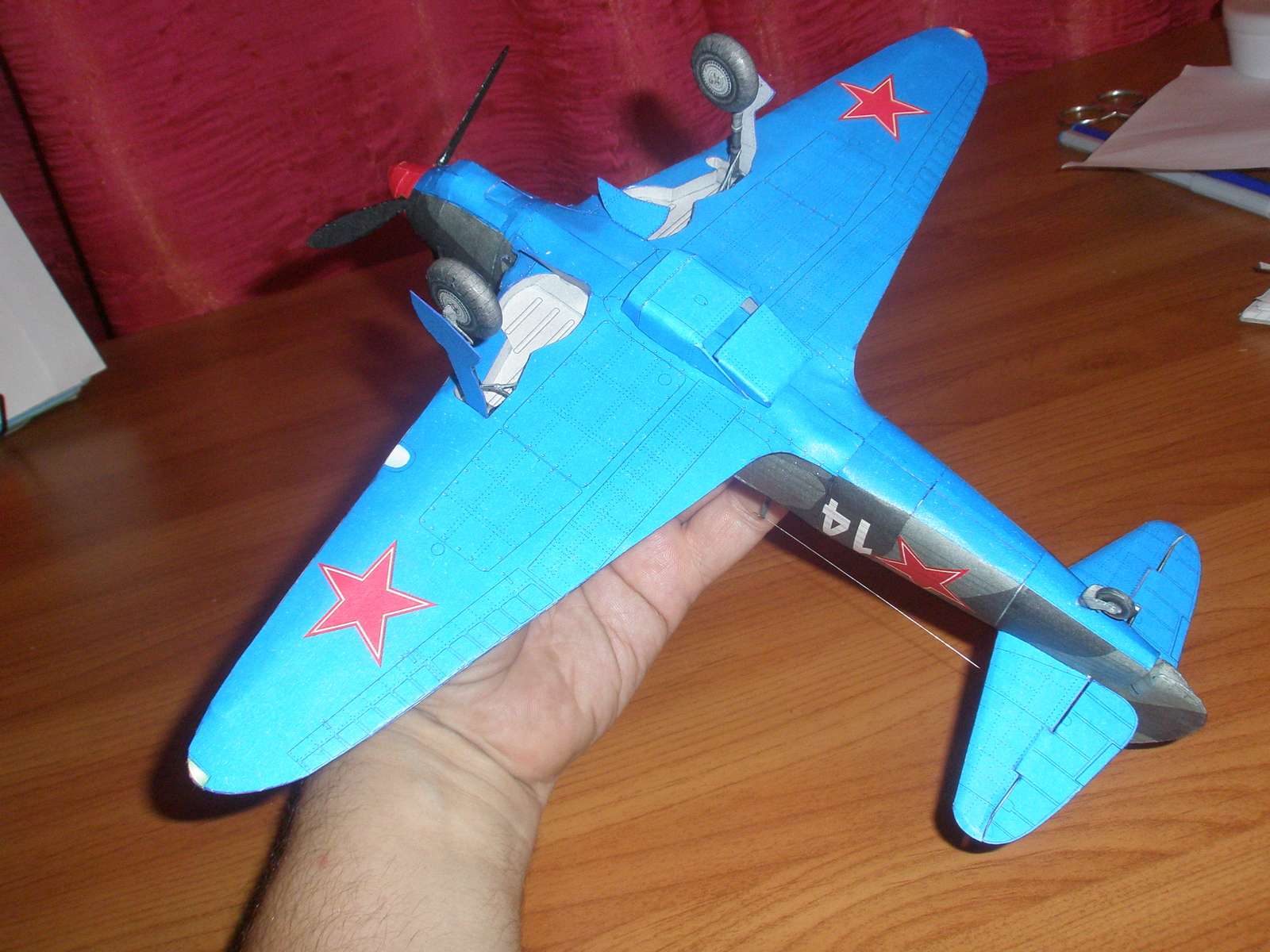 Yak-7 from paper. - My, Stand modeling, Paper modeling, Longpost, Papercraft