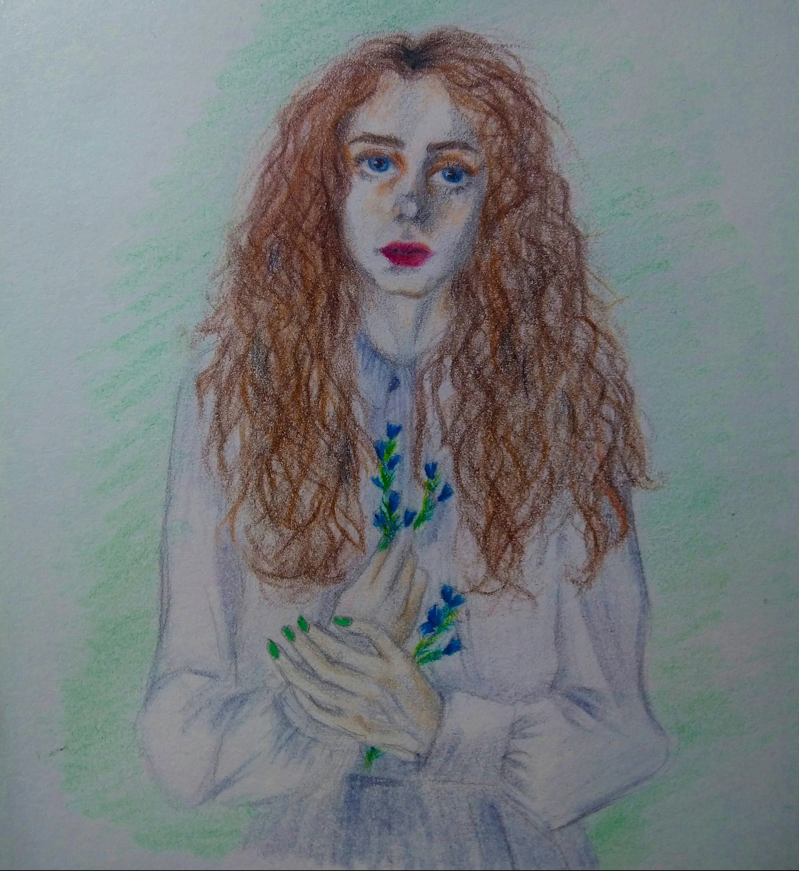 Young Oriana - My, Drawing, Traditional art, Portrait, Watercolor pencils, Witcher