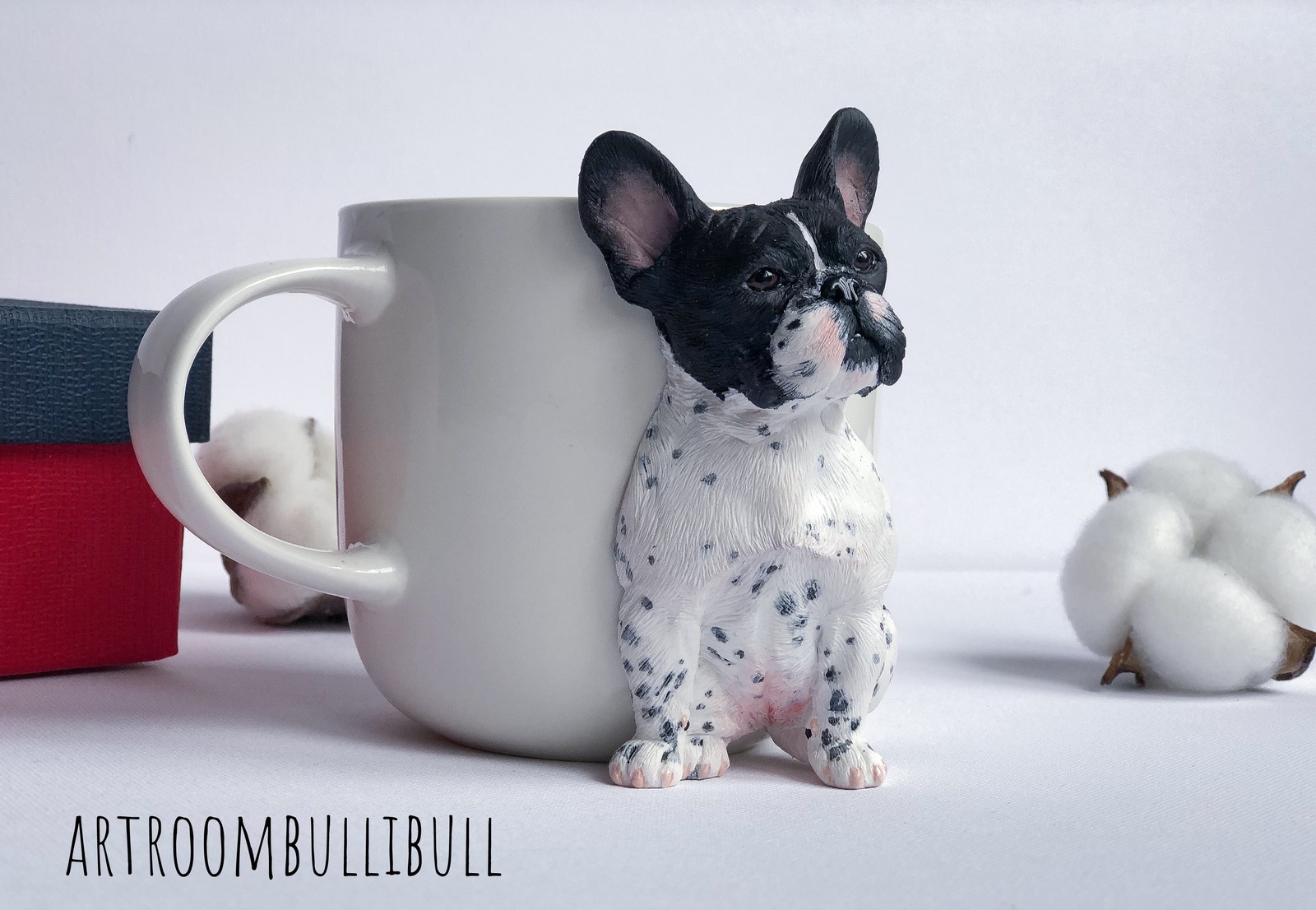 Mug with decor French Bulldog - My, French Bulldog, French people, Polymer clay, Mug with decor, , Handmade, Longpost