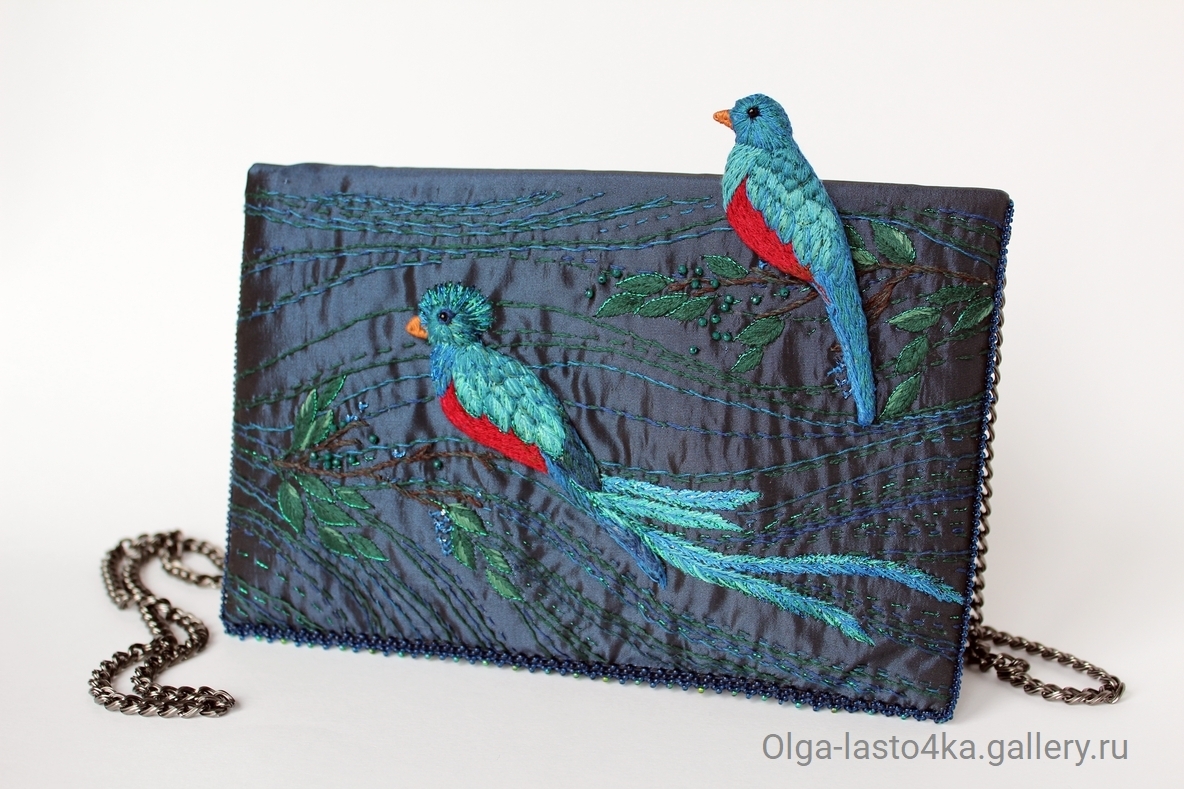 Another handicraft - belt, bracelet and clutch. - My, Embroidery, Satin stitch embroidery, Needlework without process, Belt, A bracelet, Birds, Clutch, Longpost