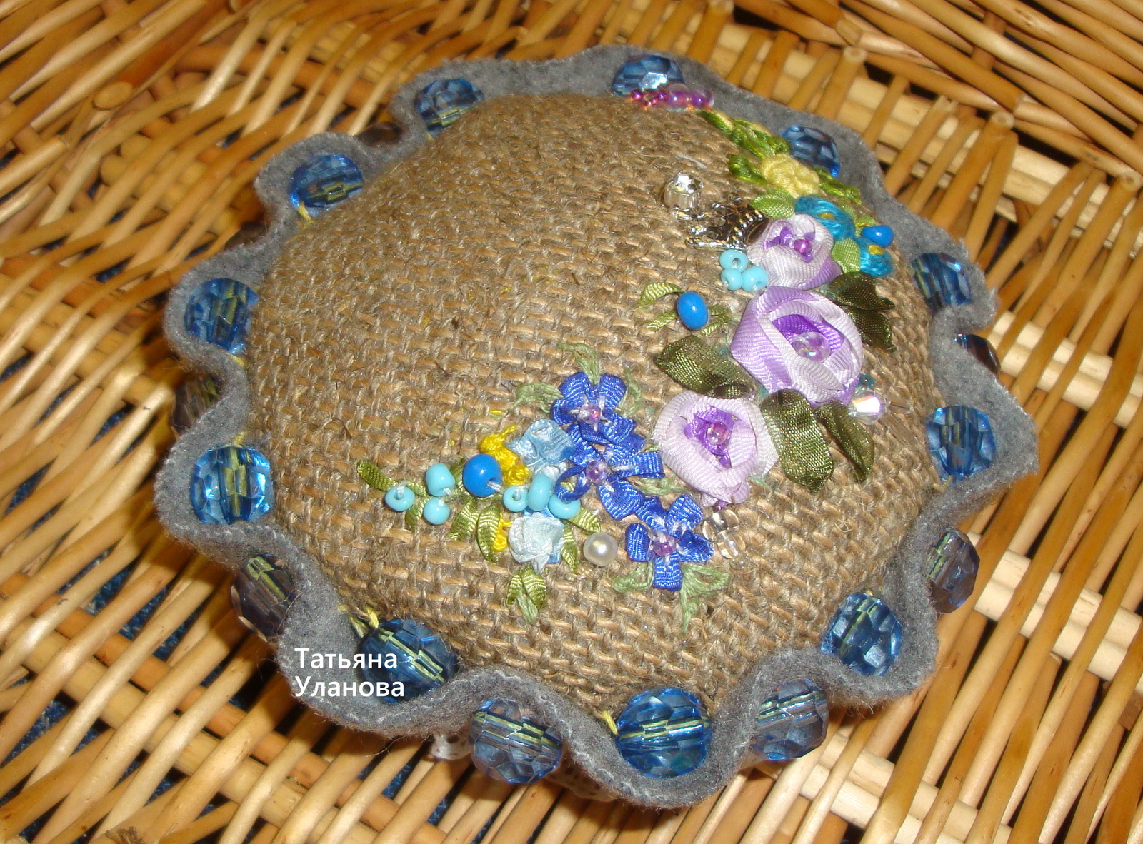 Friday my pincushion - My, Embroidery with ribbons, Friday tag is mine, Needlework with process, , Handmade, Longpost