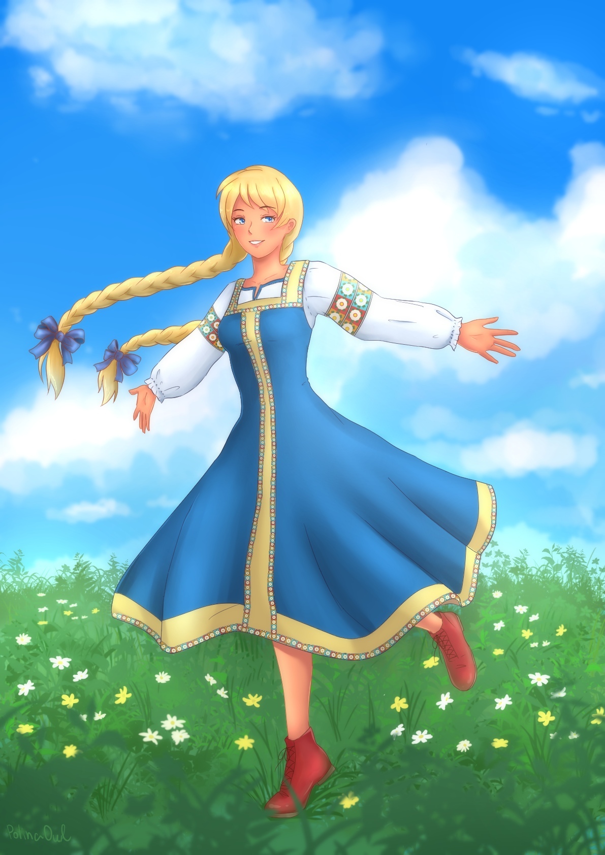 Slavyanushka was walking in the field! - Endless summer, Visual novel, Glorifying, Art, 