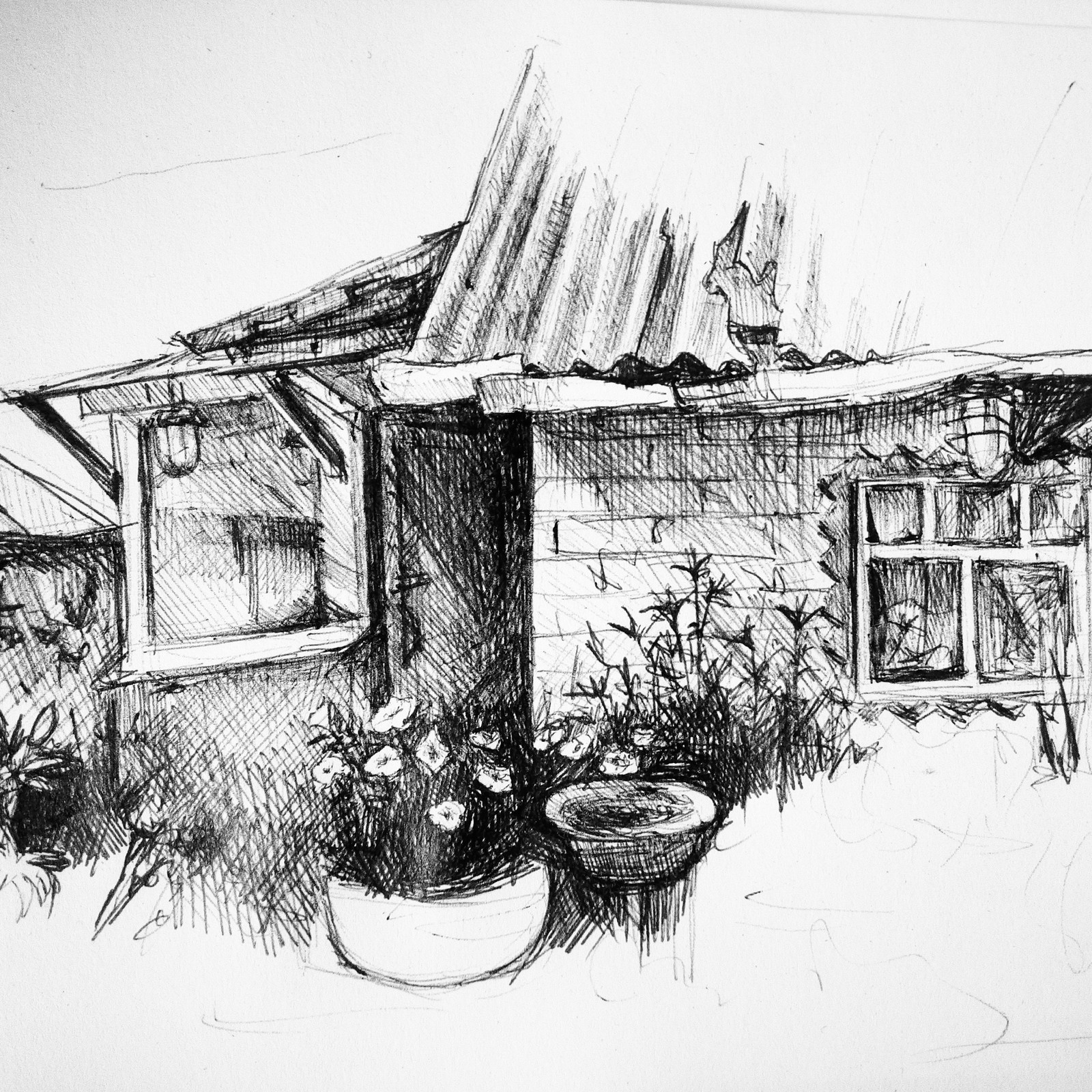 Study of a garden house - My, Art, Graphics, Drawing