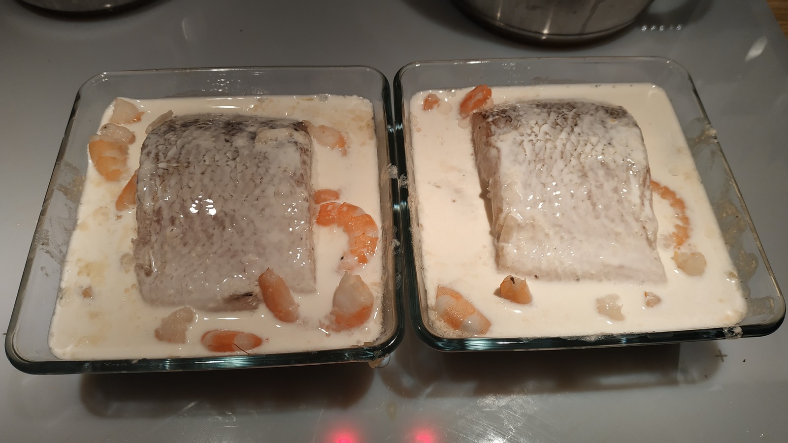Fish with shrimp in cream - Recipe, In the oven, Longpost, A fish, Shrimps, Food