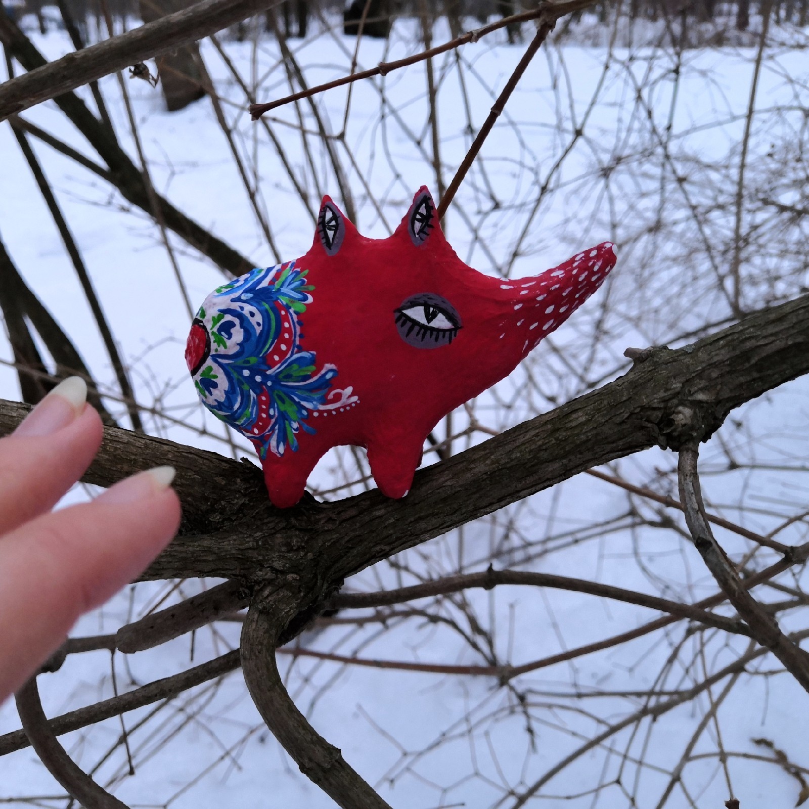 Papier mache. First trials. - My, Papier mache, Wolf, Handmade, Author's toy, Scandinavia, Needlework without process, Needlework, Painting, Longpost