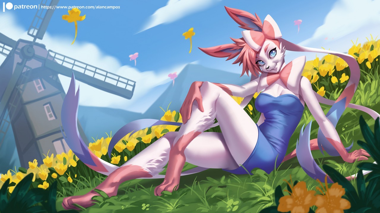 Sylveon - Furry, Art, Alanscampos, Pokemon, Silveon, Anthro