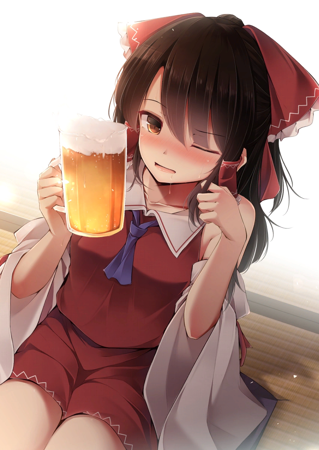 [Art] Beer - Аниме, Anime Art, Touhou, Hakurei Reimu, Toyosaki shu