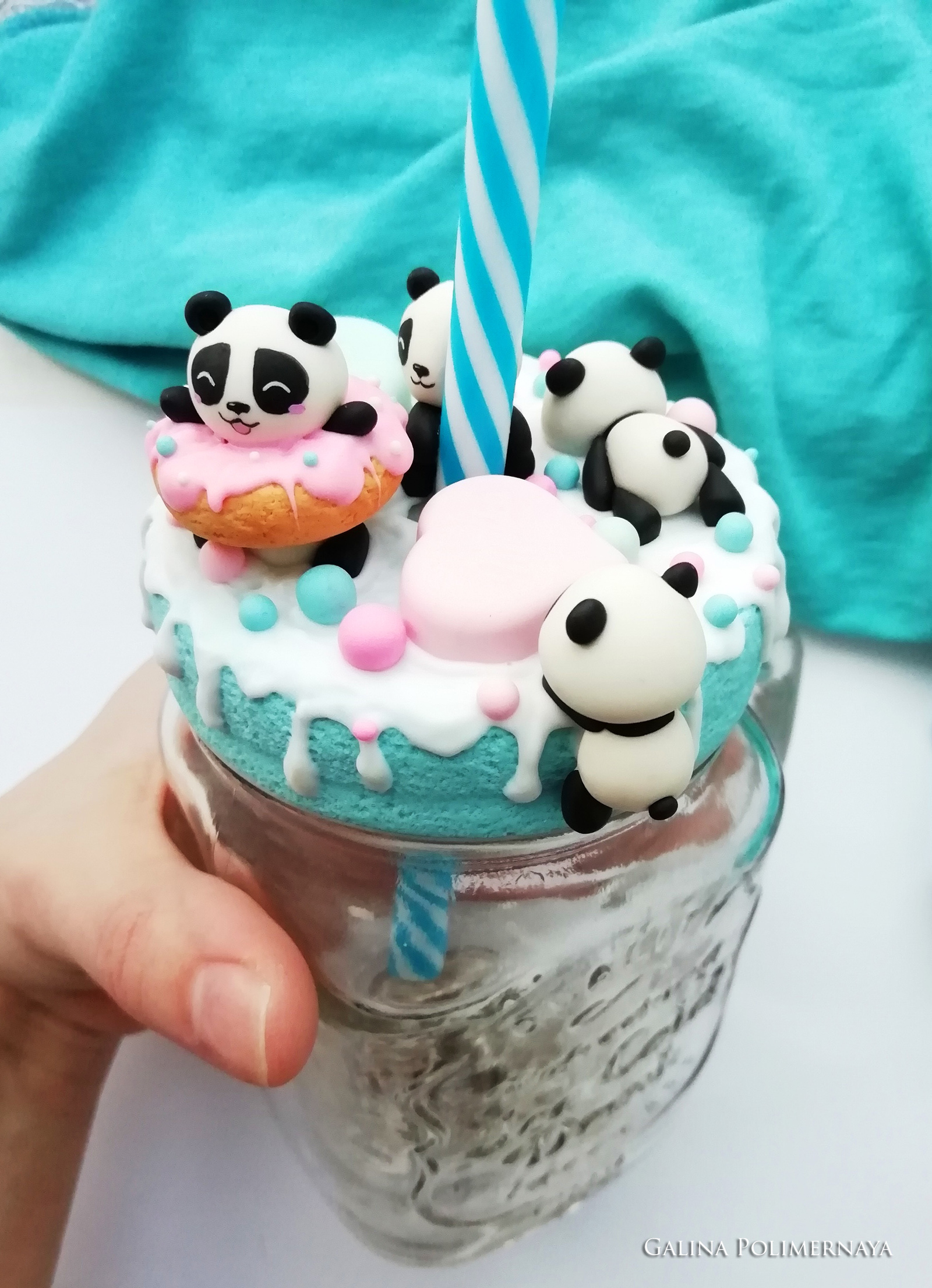 There are never too many pandas ^_^ - My, Panda, Polymer clay, Needlework without process, Handmade, Jar, Handmade, Лепка, Kawaii, Longpost