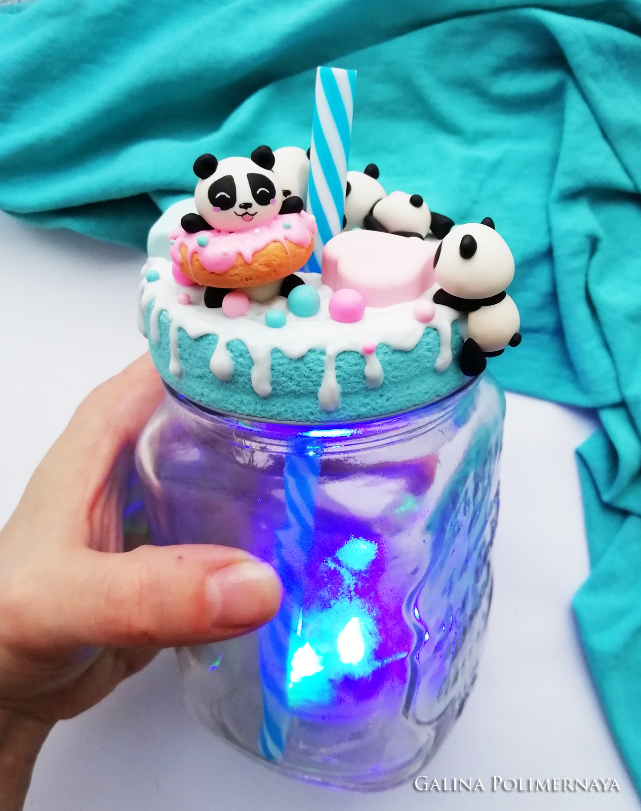 There are never too many pandas ^_^ - My, Panda, Polymer clay, Needlework without process, Handmade, Jar, Handmade, Лепка, Kawaii, Longpost