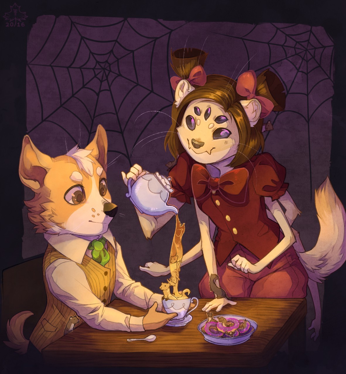 Weasel Dance - Furry, Furry art, Anthro, Furry dog, Corgi, Undertale, Muffet, Diesel Wiesel