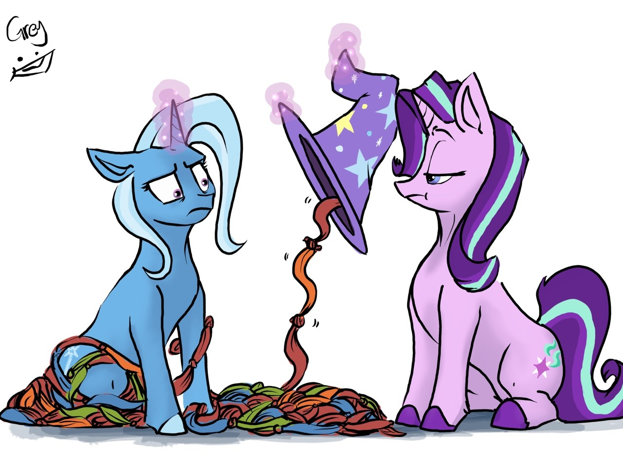 Magic - My little pony, Trixie, Starlight Glimmer, Greyscaleart