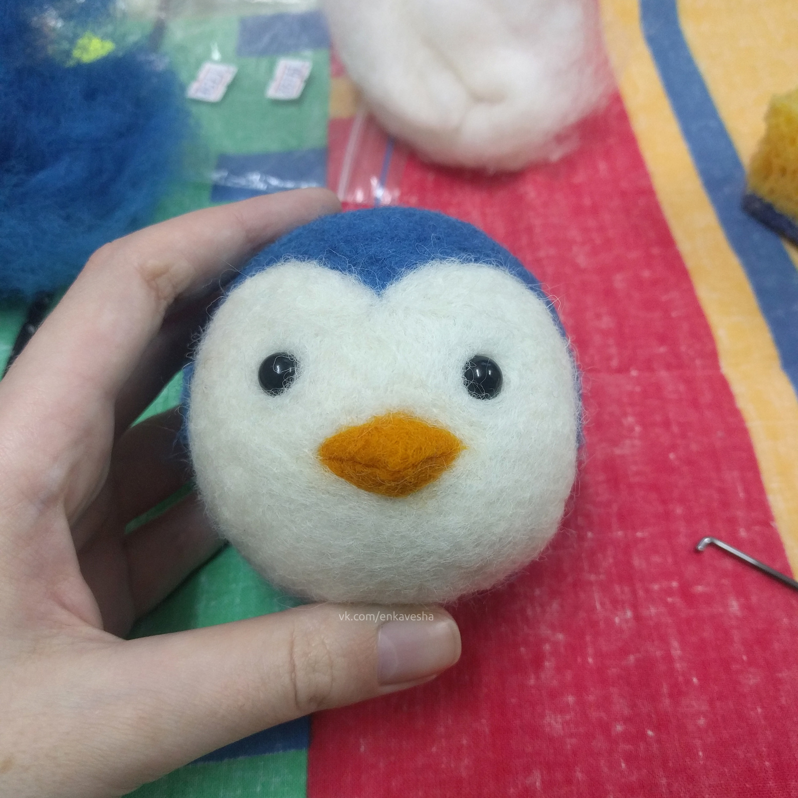 On, man, electrical tape - My, Author's toy, Dry felting, Wallow, Needlework with process, Needlework, Handmade, Insulating tape, Penguins, Longpost