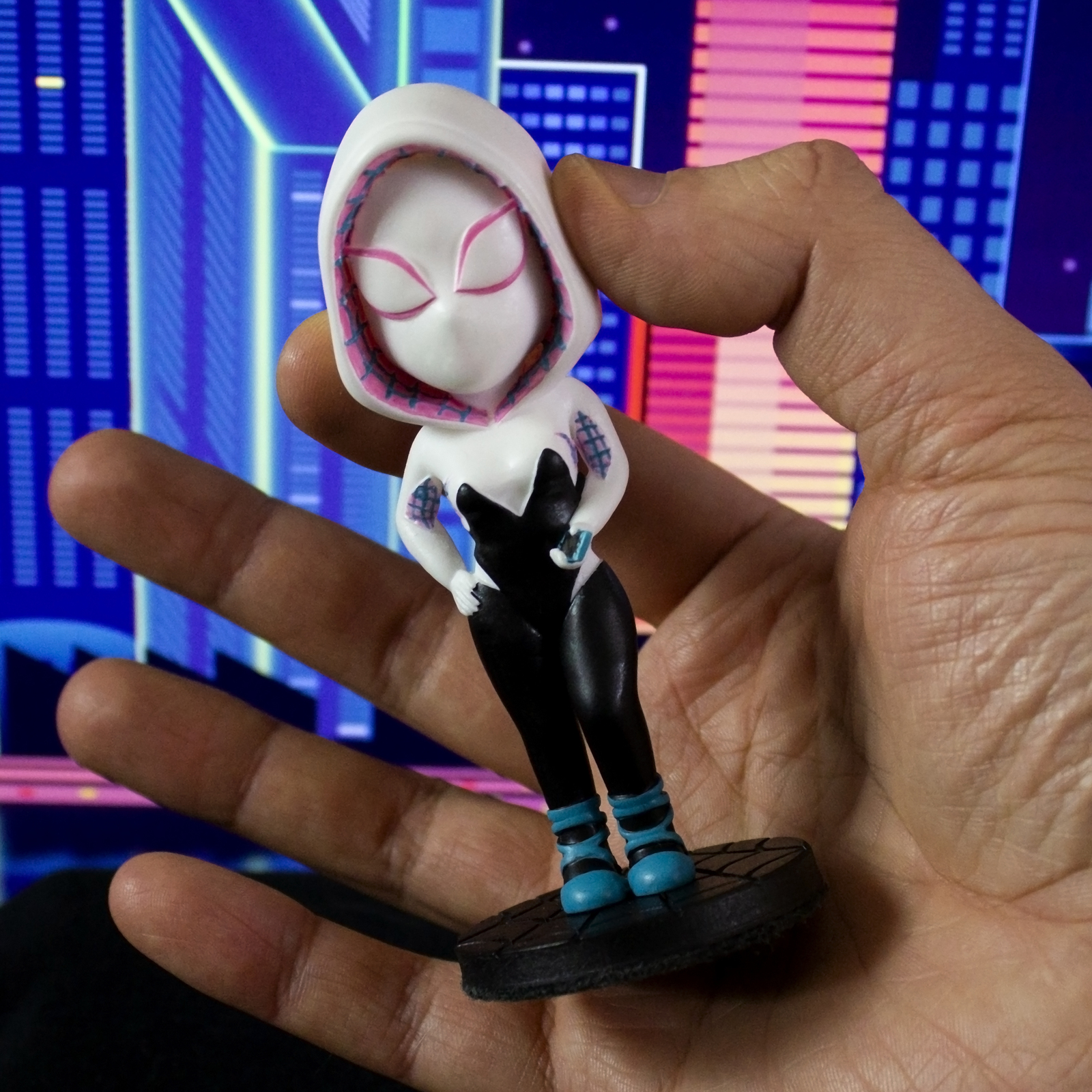 Фигурка Spider Gwen (Stacy), подружка для Майлза Моралеса готова! 3D печать. Ручная покраска. Человек-паук: Через вселенные. - Моё, Человек-Паук, Spider-Gwen, Майлз Моралес, Miles morales, Фигурка, 3D печать, Своими руками, Видео, Длиннопост, Гвен Стейси, Фигурки