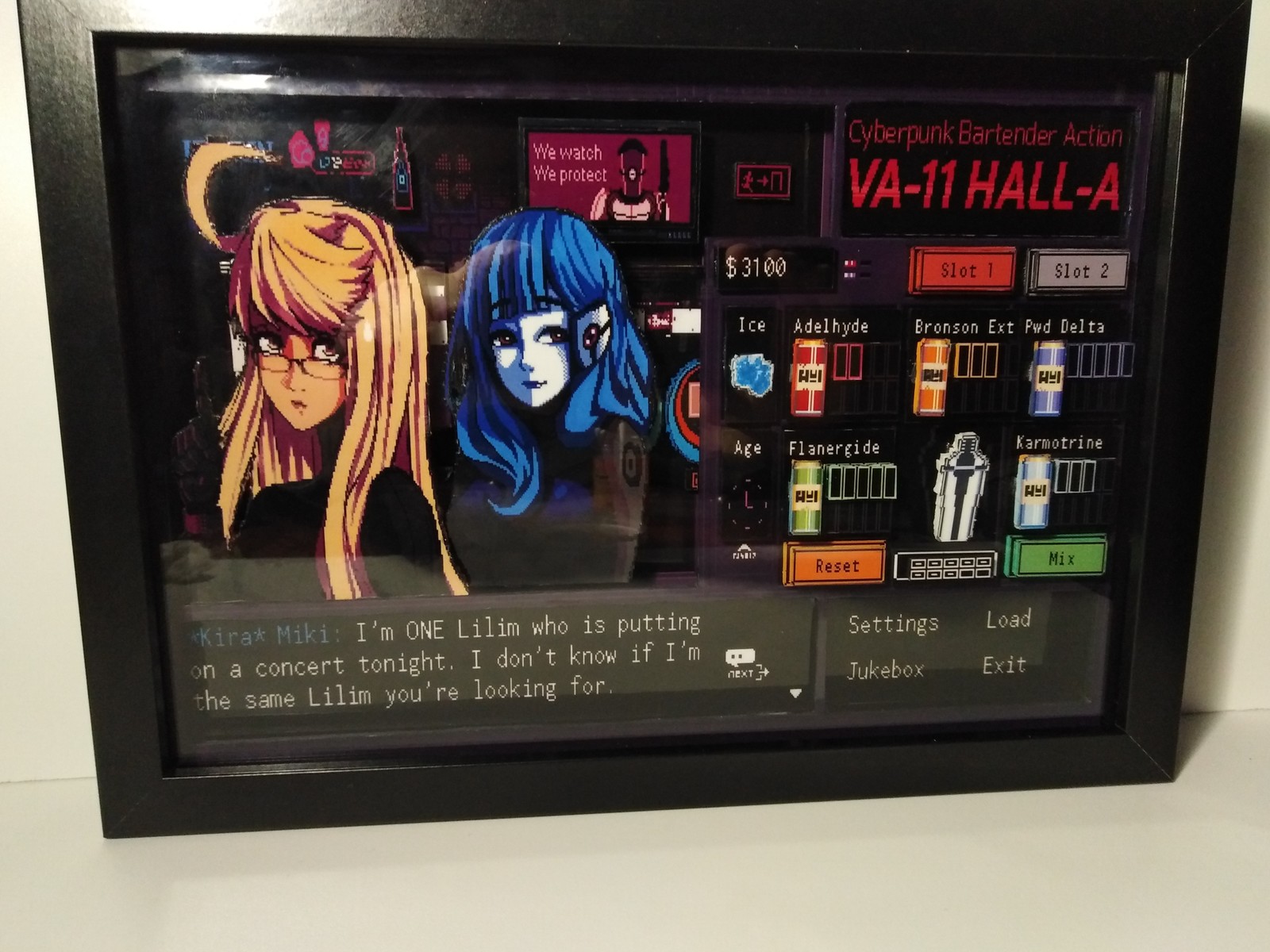 Диорама по игре VA-11 Hall-A: Cyberpunk Bartender Action(Версия Альма Армас/Кира Мики) - Моё, Диорама, Va-11 Hall-A, Визуальная новелла, Киберпанк, Длиннопост