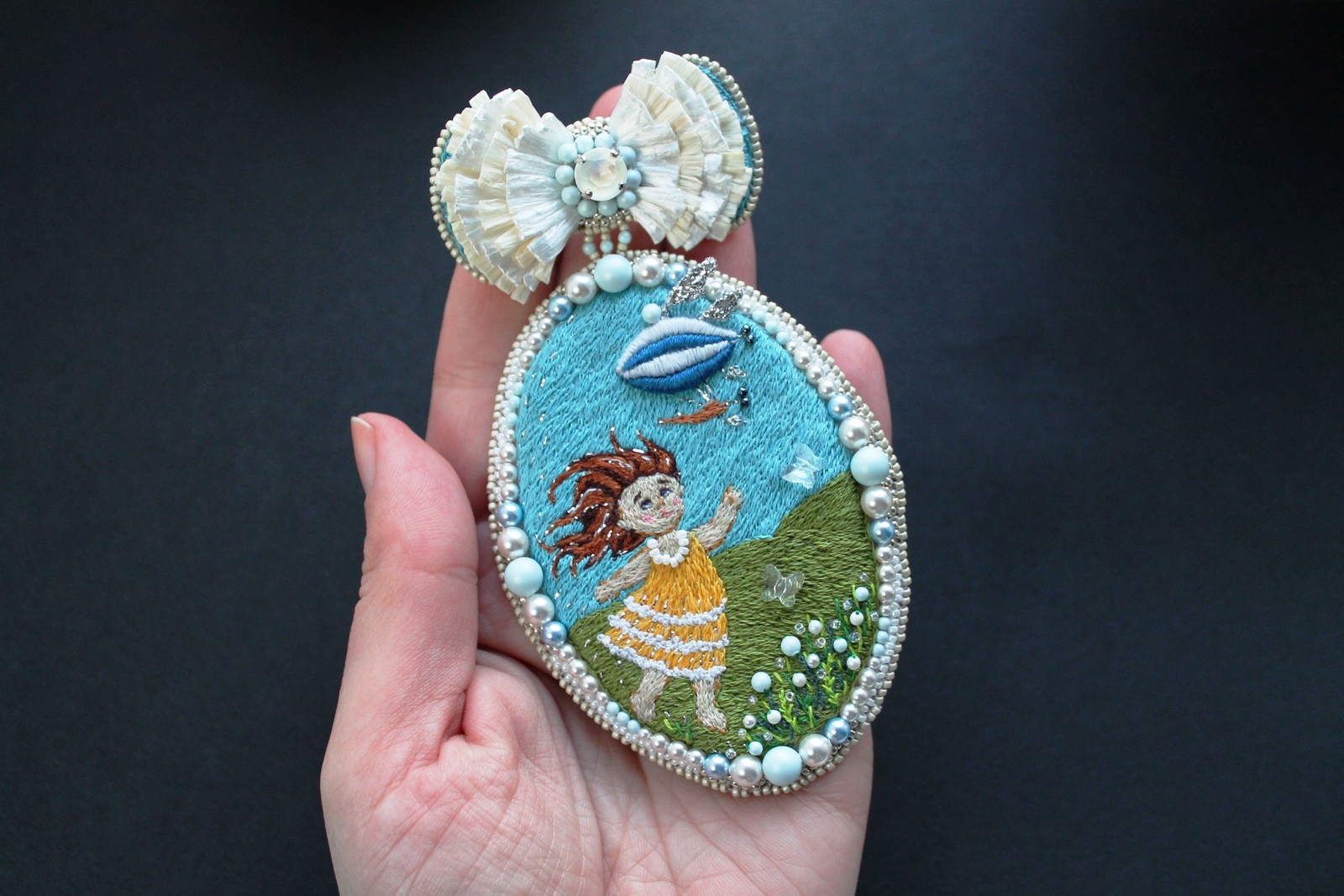 Catch the dream! - My, Hikupta, Brooch, Needlework without process, Longpost