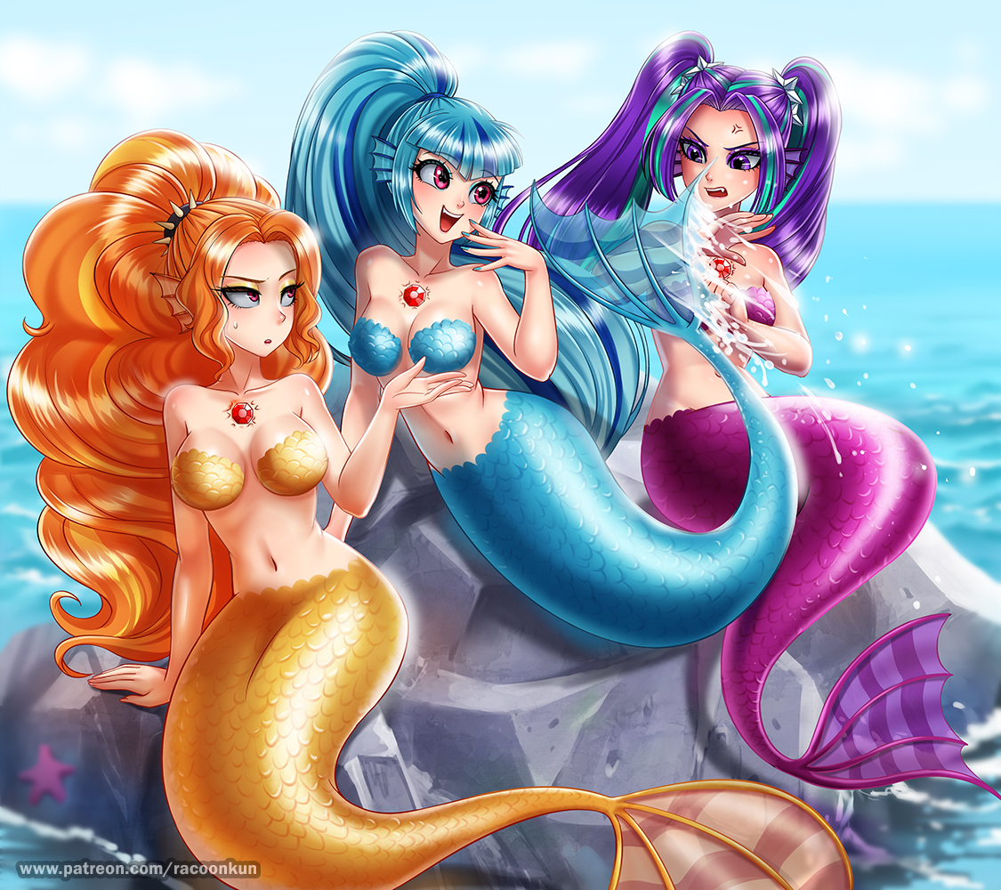 Sirens - My little pony, Humanization, Equestria girls, Adagio dazzle, Sonata dusk, Aria blaze, Racoonkun, MLP Edge