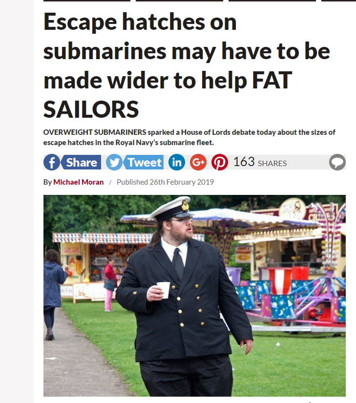 In Britain, they proposed to expand the hatches on submarines for the obese military. - Great Britain, media, Screenshot, Humor, Submarine, Obesity, Media and press