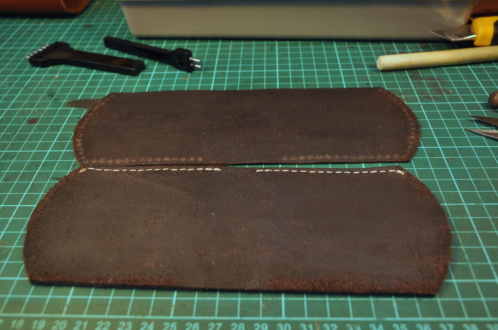 Making a simple leather wallet - My, Handmade, Leather, Wallet, Longpost, With your own hands