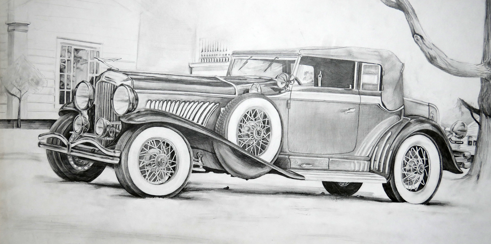 Duesenberg Phaeton & Plymouth Fury - My, Plymouth, Duesenberg, Christine, Pencil drawing