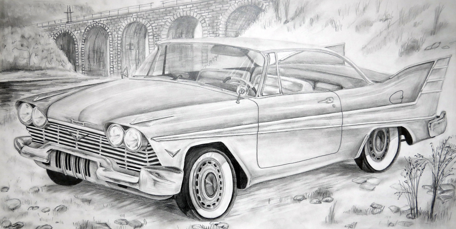 Duesenberg Phaeton & Plymouth Fury - My, Plymouth, Duesenberg, Christine, Pencil drawing