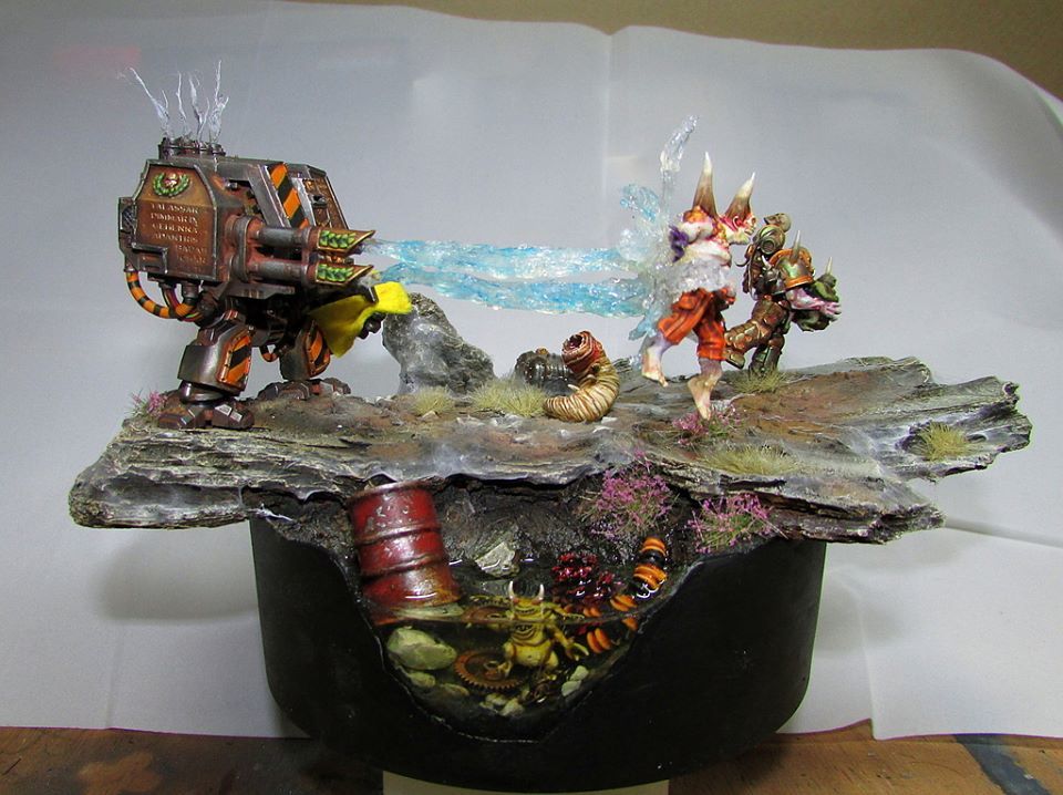 We will wash the unclean! - Wh humor, Wh miniatures, Warhammer 40k, Death guard, Dreadnought, Miniature, Stand modeling