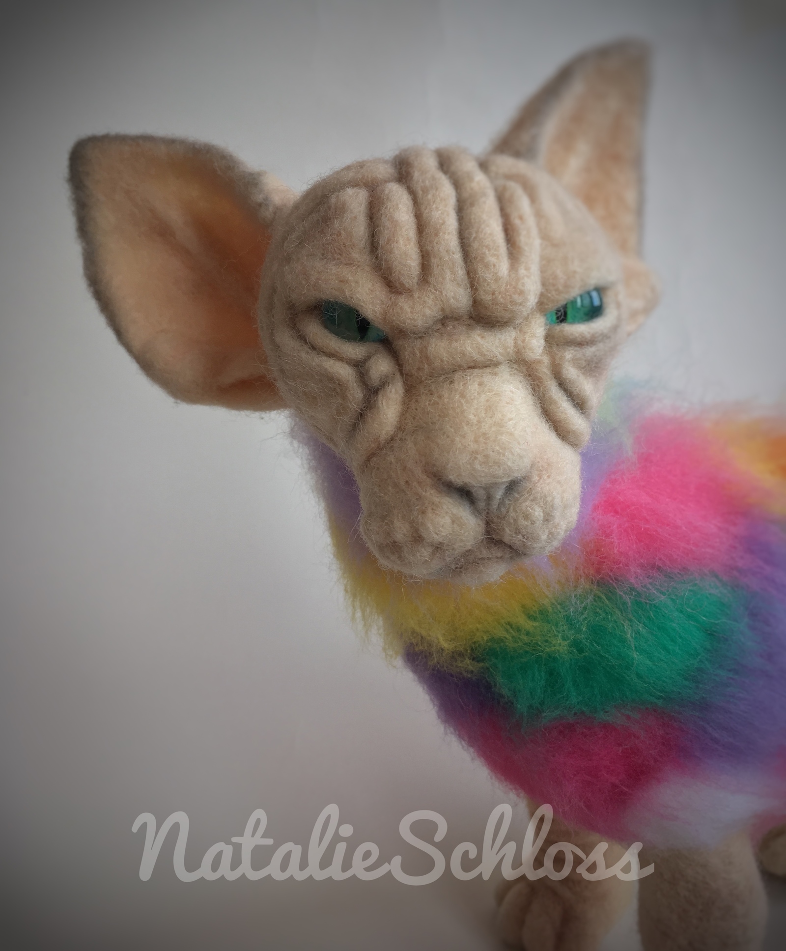 Evil glamorous sphinx. Dry felting. - My, cat, Sphinx, Dry felting, Interior toy, Humor, Needlework without process, Longpost