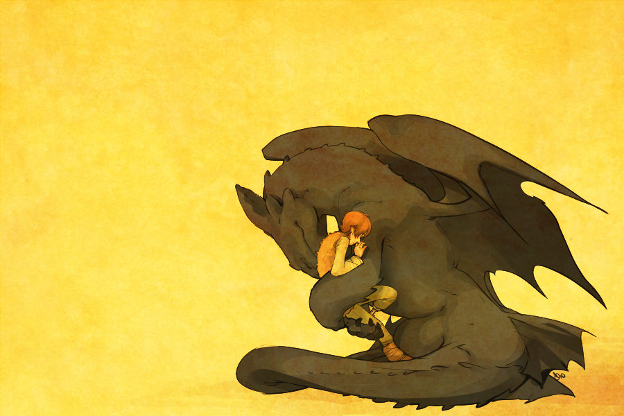 The call - Art, Cartoons, How to train your dragon, Hiccup, Toothless, The Dragon, Hugs, 