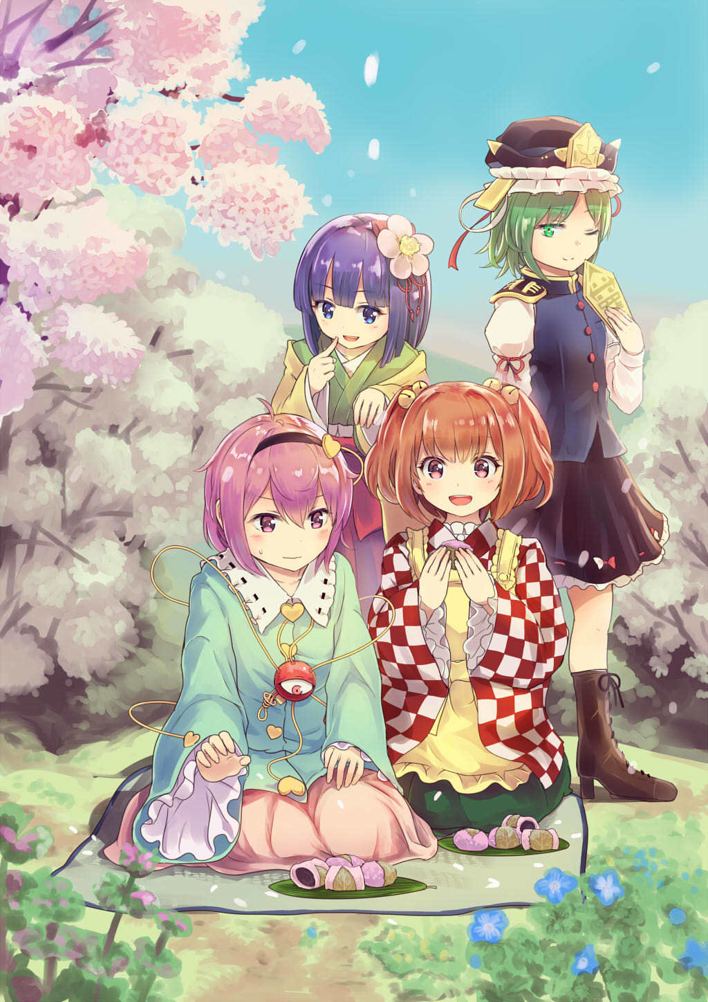 Picnic - Touhou, Komeiji satori, Shiki eiki, , Hieda No Akyuu, Anime art, Anime