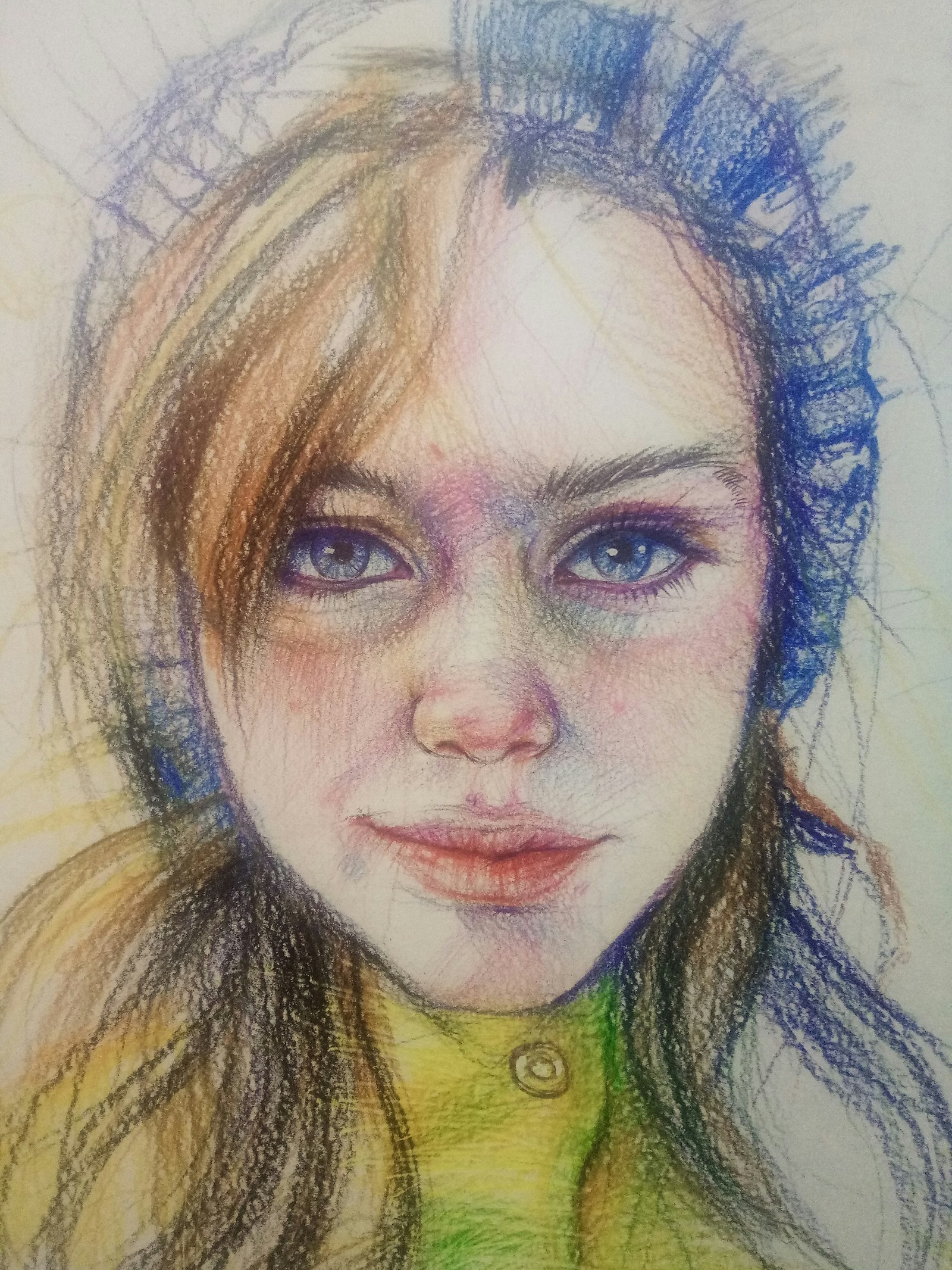 Portrait + sketch - My, Girl, Graphics, Process, Drawing, Portrait, Longpost