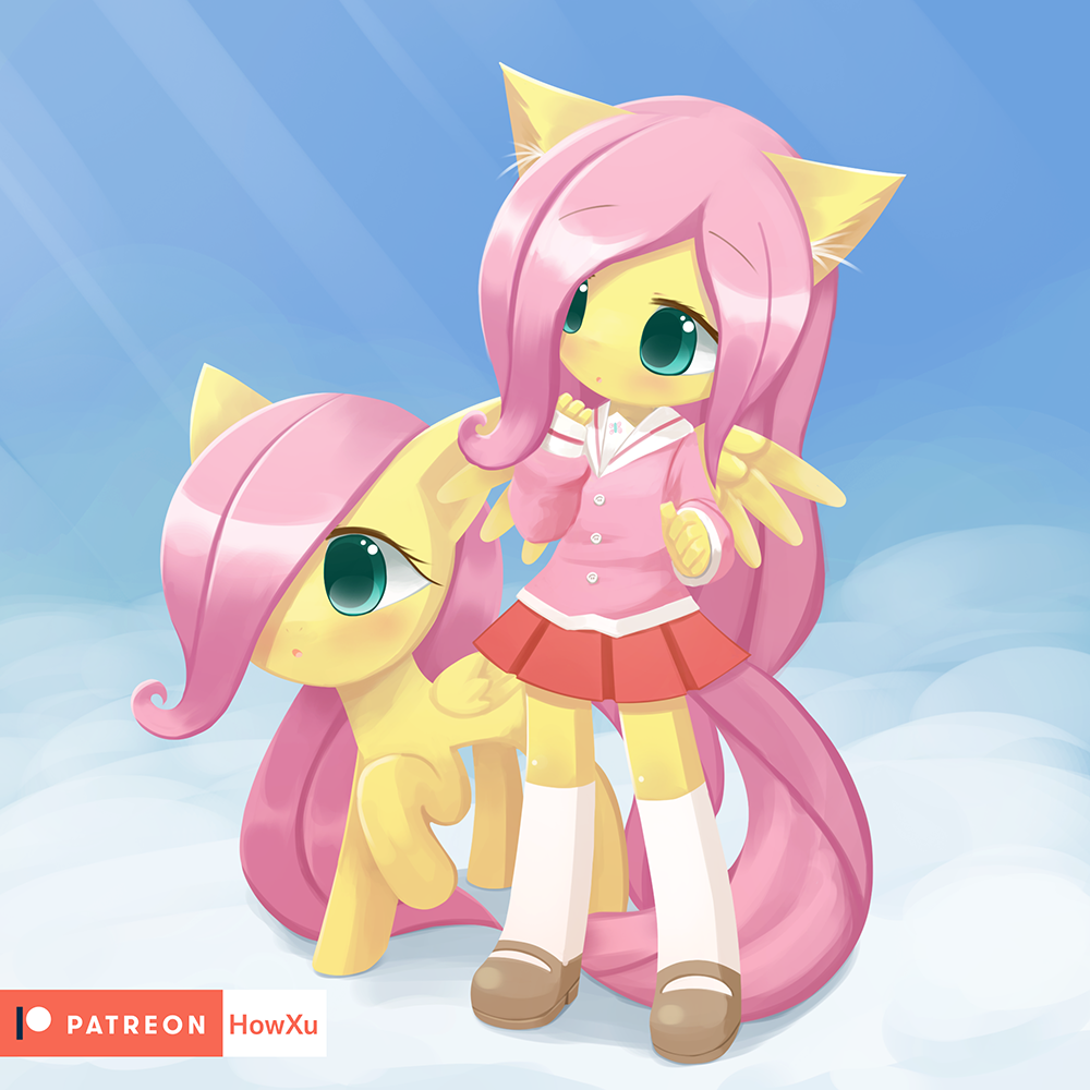 Little Fluttershy - My little pony, Fluttershy, Anthro, Howxu